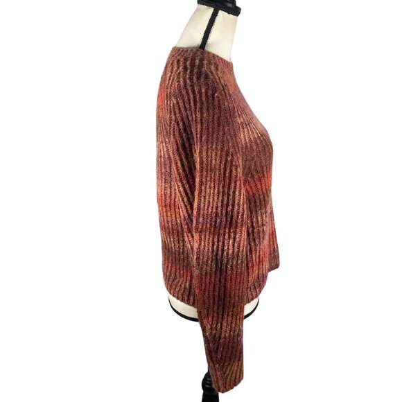 Naadam Womens S Ribbed Crewneck Sweater Wool/Alpaca Blend Space Dye Stripe lux s - Picture 3 of 10